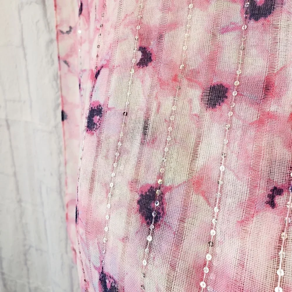 SEQUINED Semi-sheer Floral Scarf